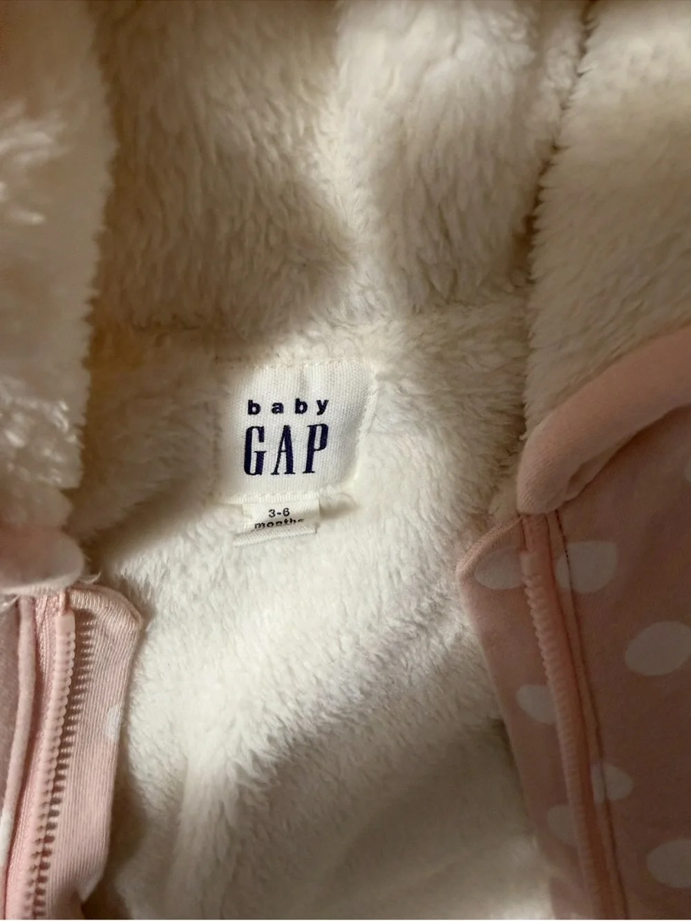 GAP Baby Pink Polka Dot Hooded One-Piece outdoor wear jacket